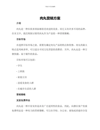 肉丸营销方案