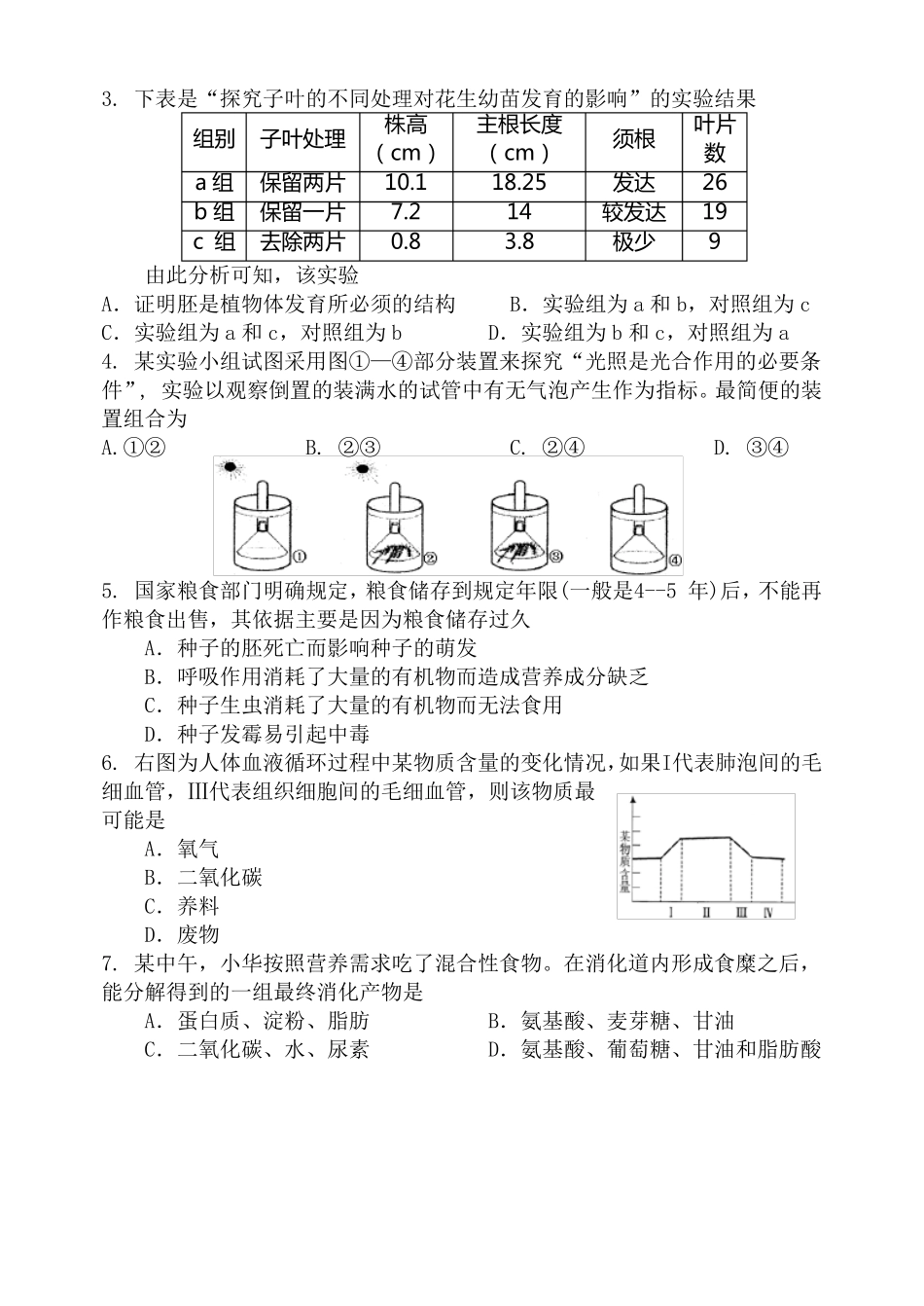 专业知识测试参考初中生物教师基本功试题_第2页