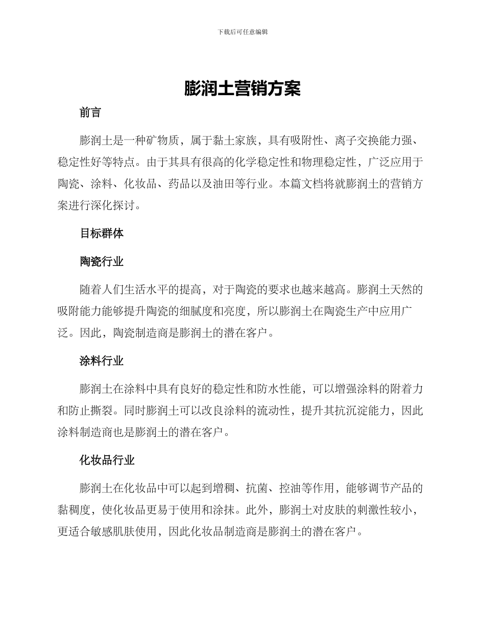 膨润土营销方案_第1页