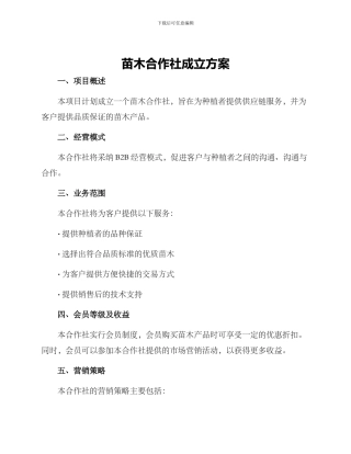 苗木合作社成立方案