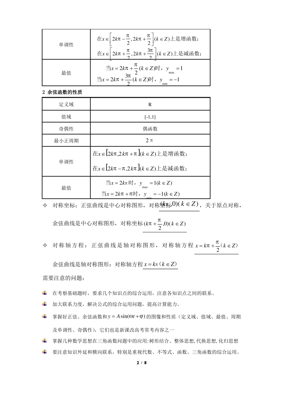 专题正弦、余弦函数的图像及性质_第2页