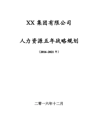 世界500强企业人力资源5年战略规划模板