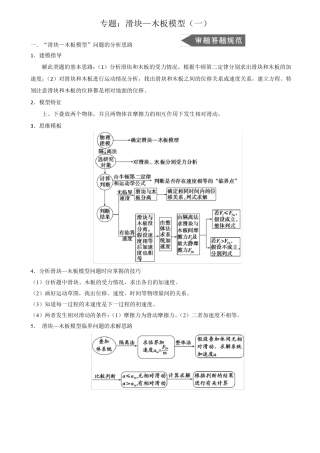 专题：滑块——木板模型一
