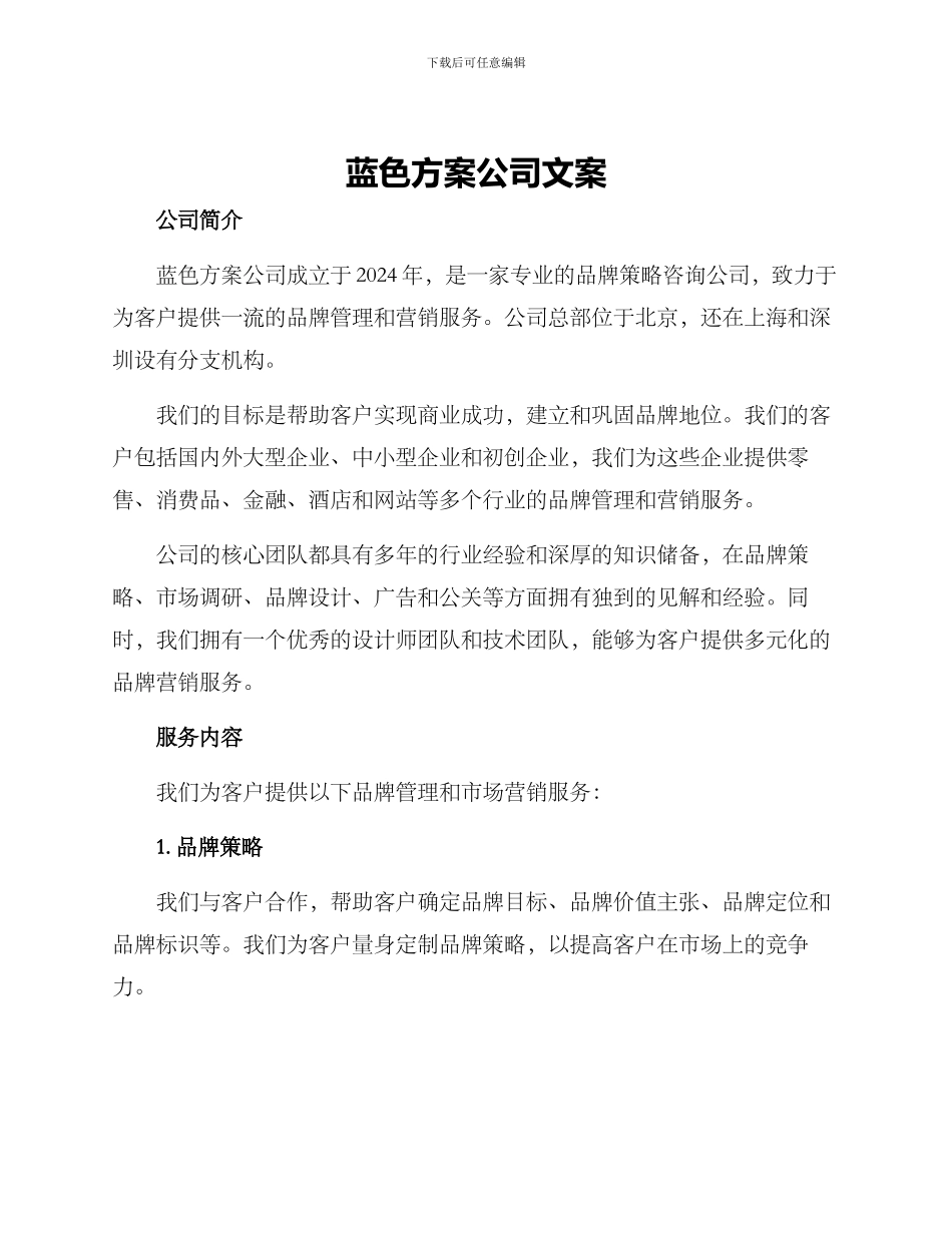 蓝色方案公司文案_第1页