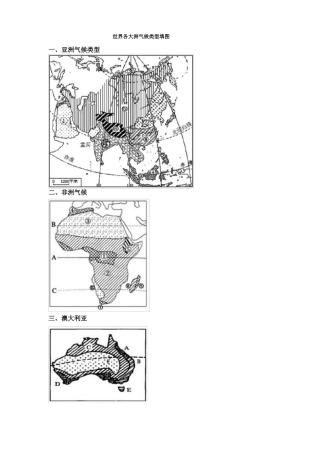 世界各大洲气候类型填图
