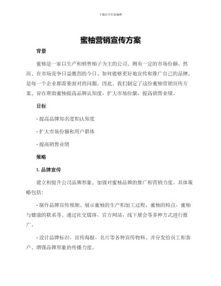 蜜柚营销宣传方案