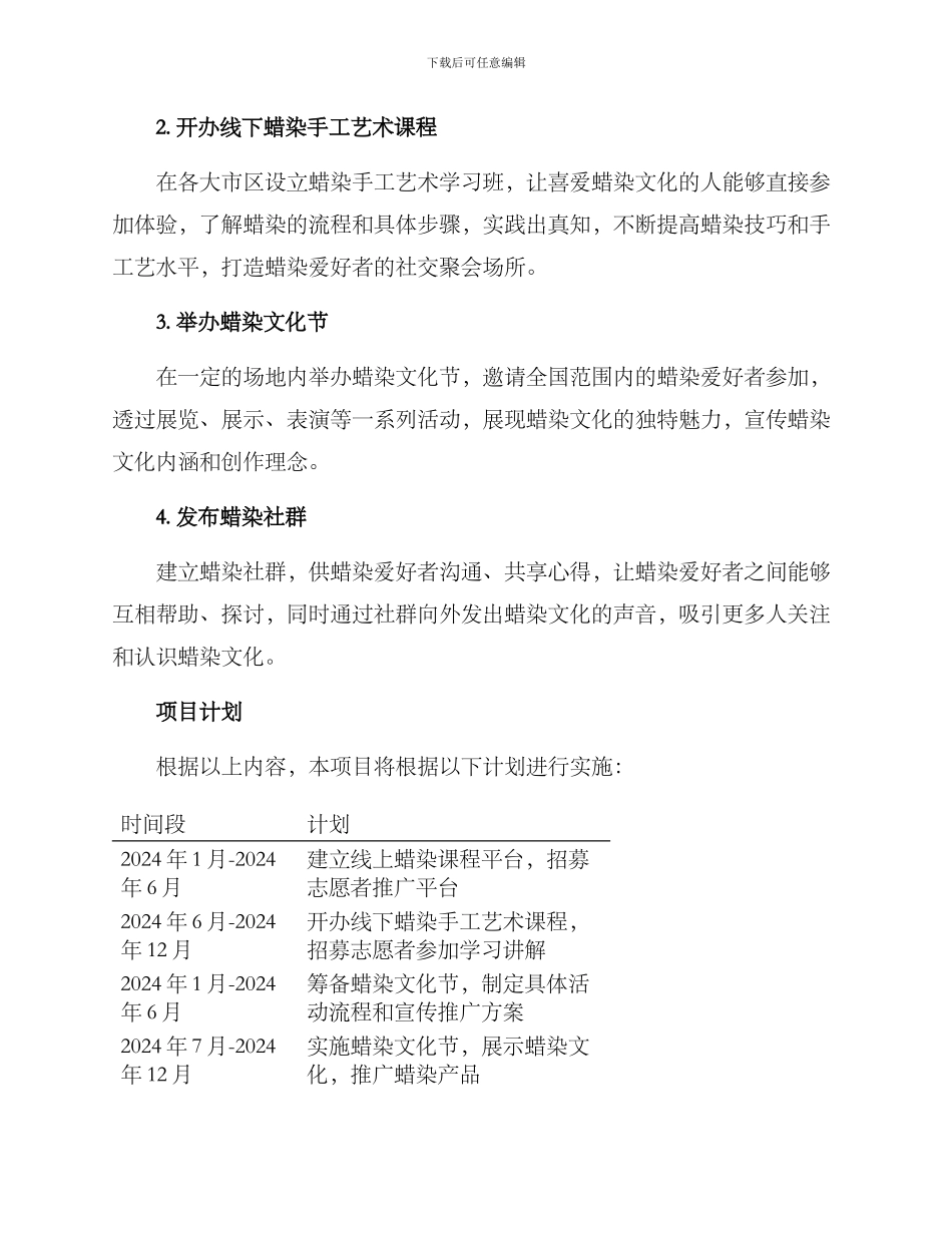 蜡染项目实施方案_第2页