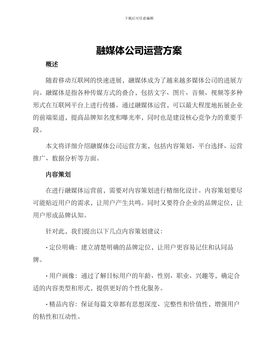 融媒体公司运营方案_第1页