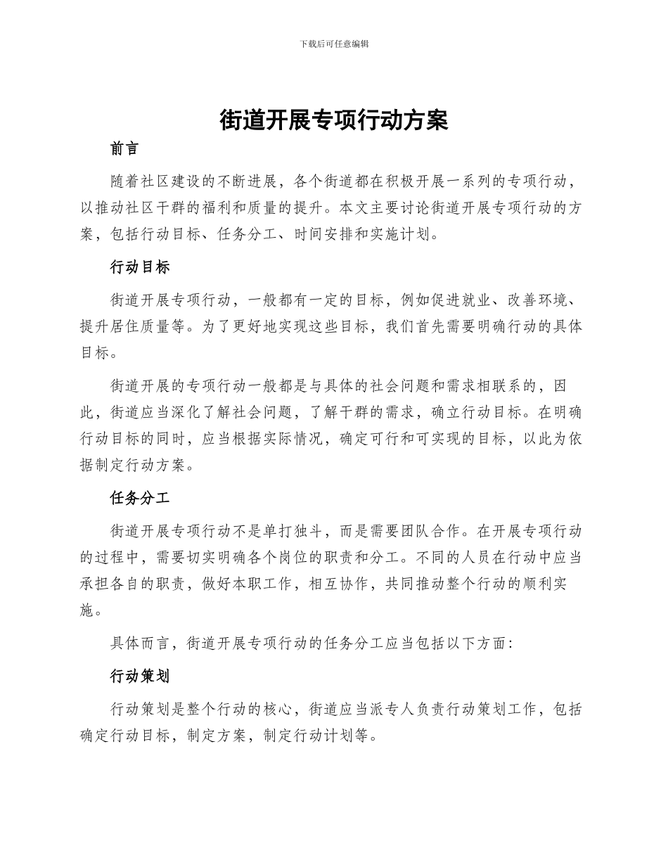 街道开展专项行动方案_第1页