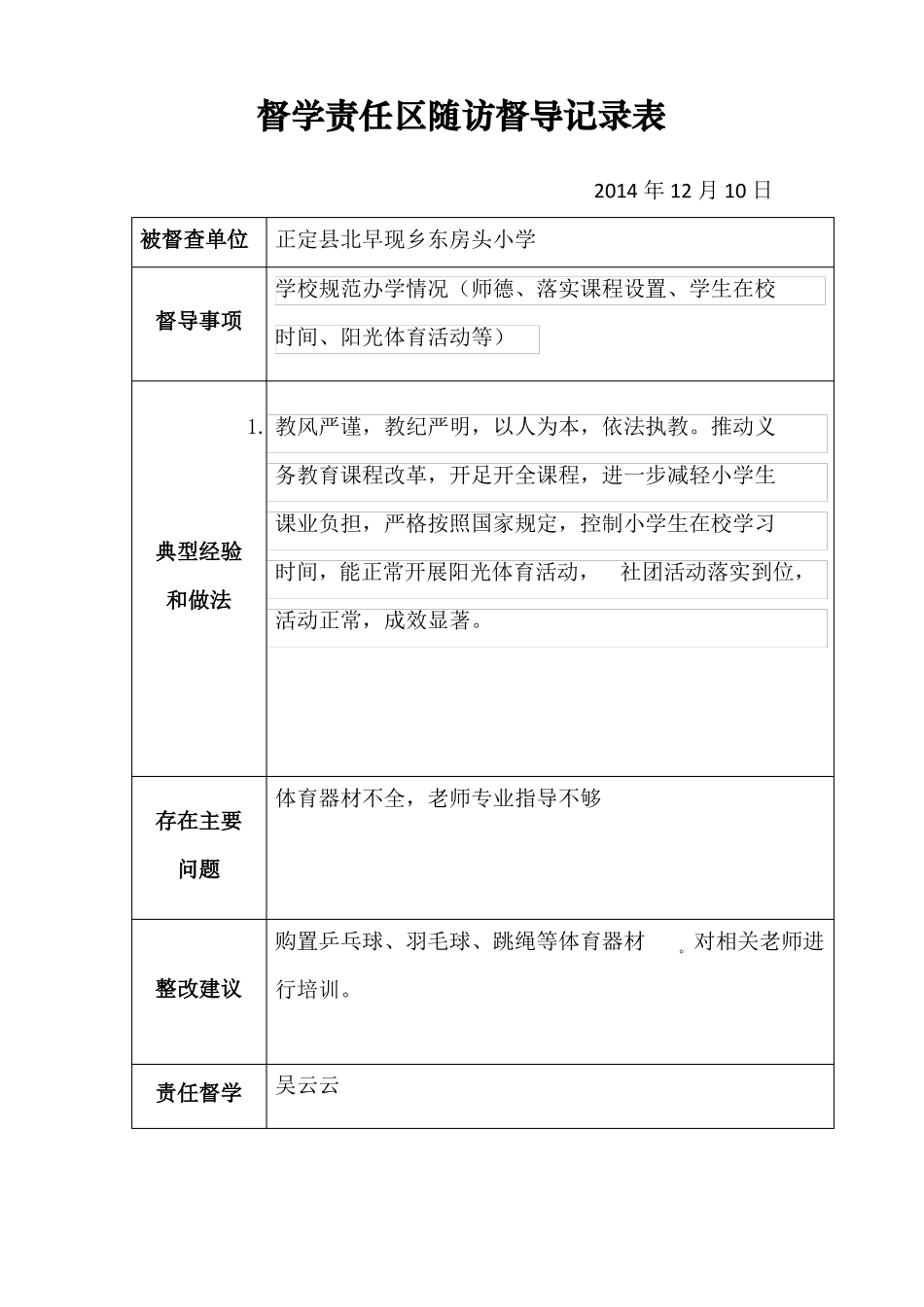 东房头小学督学责任区随访督导记录表_第2页