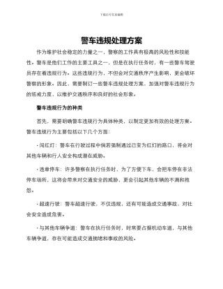 警车违规处理方案