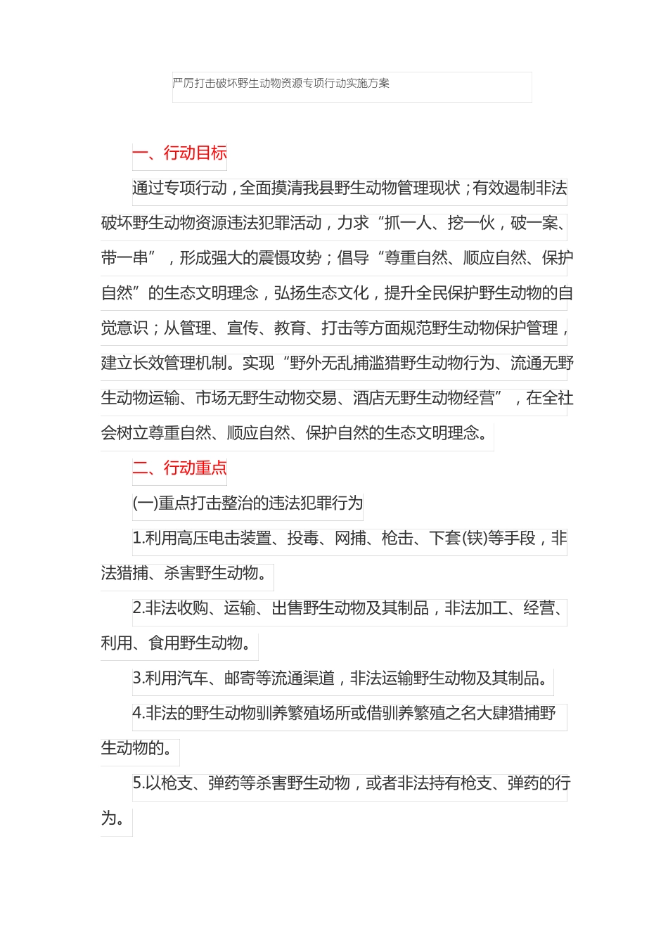 严厉打击破坏野生动物资源专项行动实施方案最新_第1页