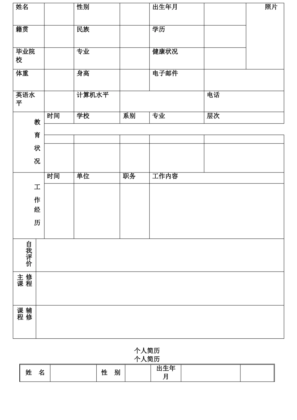 个人简历表格下载_第3页