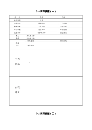 个人简历模板下载可编辑修改版