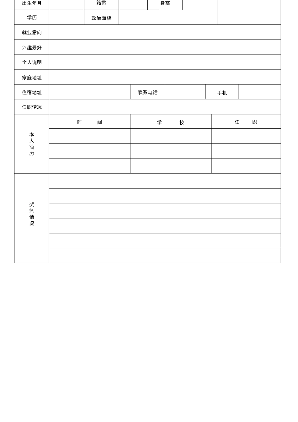 个人简历表格下载可编辑修改版_第2页