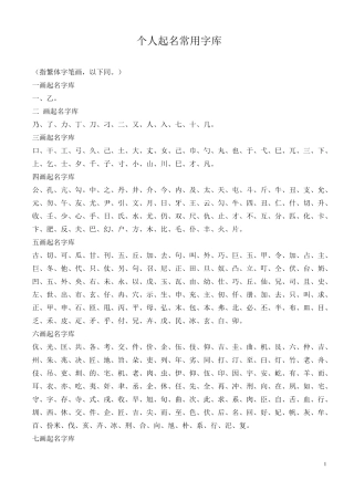 个人起名常用字库