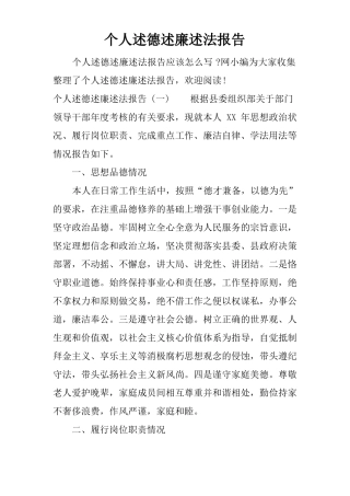 个人述德述廉述法报告