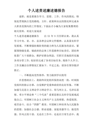 个人述责述廉述德报告