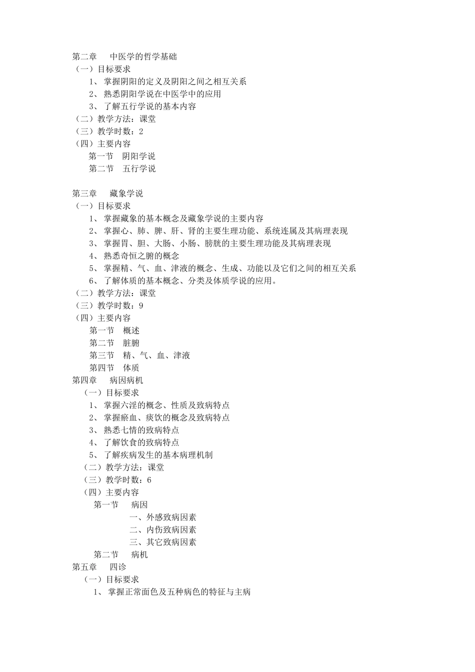 中医学课程教学大纲汇总_第2页