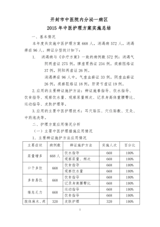 中医护理方案总结