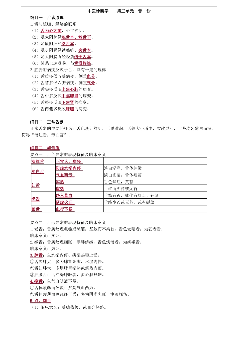 中医诊断学——舌诊考点总结_第1页