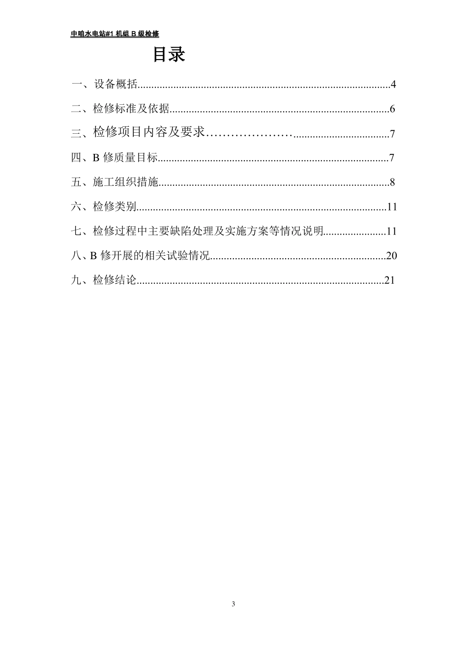 中咱水电站1#机组B级检修工作报告_第3页