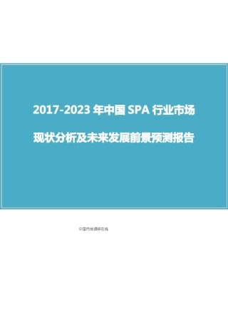 中国SPA行业场报告