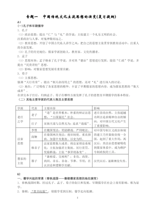 中国传统文化主流思想的演变复习提纲