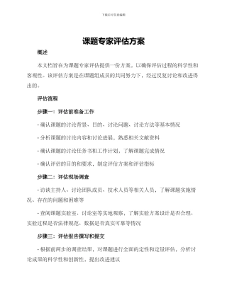 课题专家评估方案