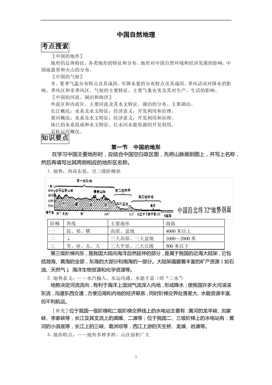 中国地理复习笔记归纳总结特细_第1页