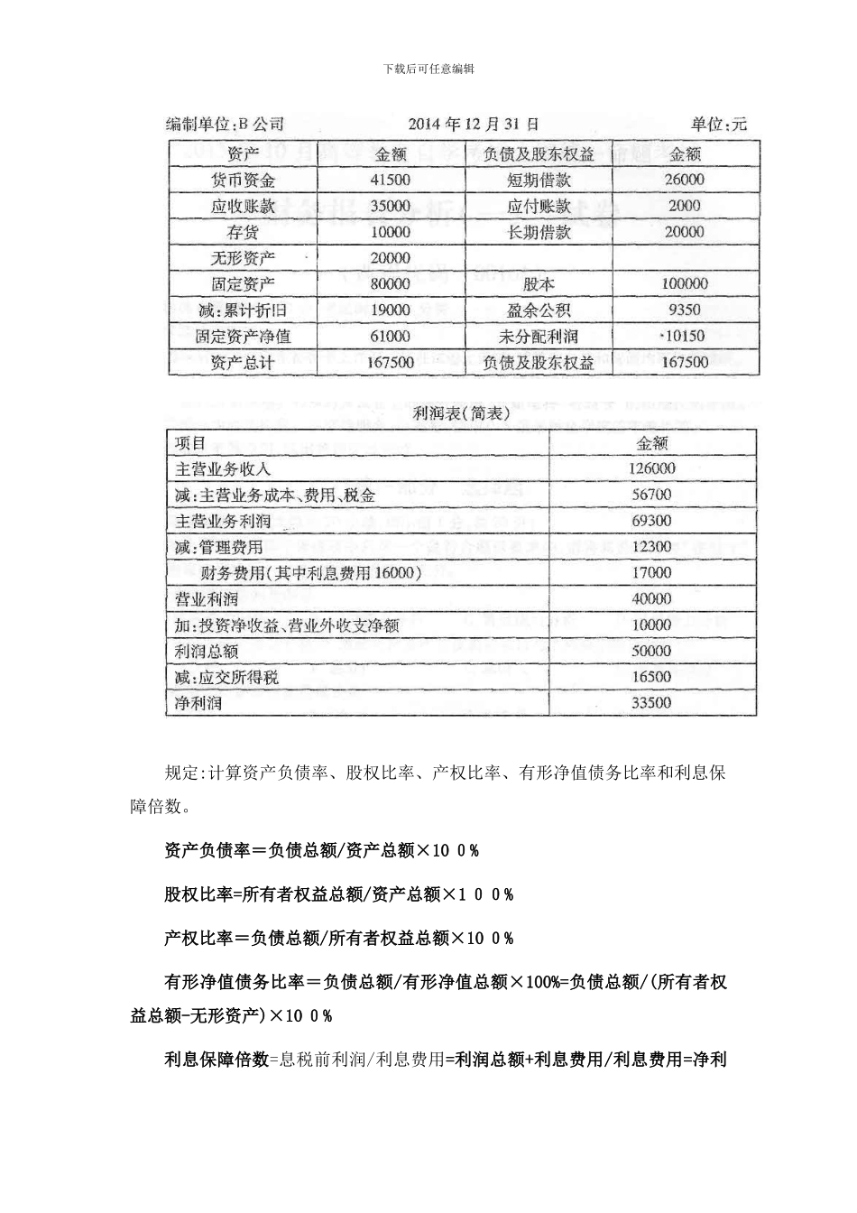 财务报表分析计算分析题_第3页