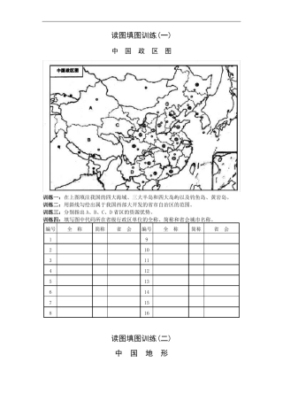 中国地理读图填图专项训练