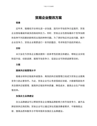 贸易企业整改方案