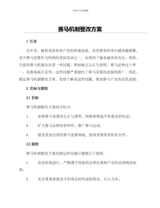 赛马机制整改方案