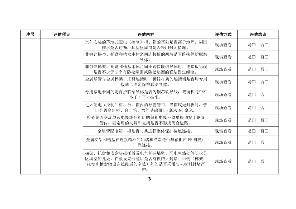 中国电动汽车充电基础设施促进联盟标识检测、认证评定公共充电基础设施现场安全推荐性评价项目对照表_第3页