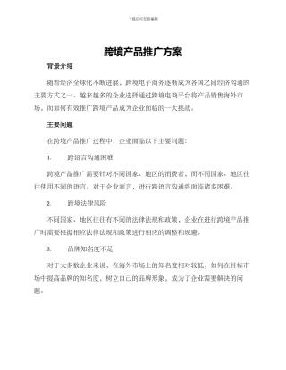 跨境产品推广方案