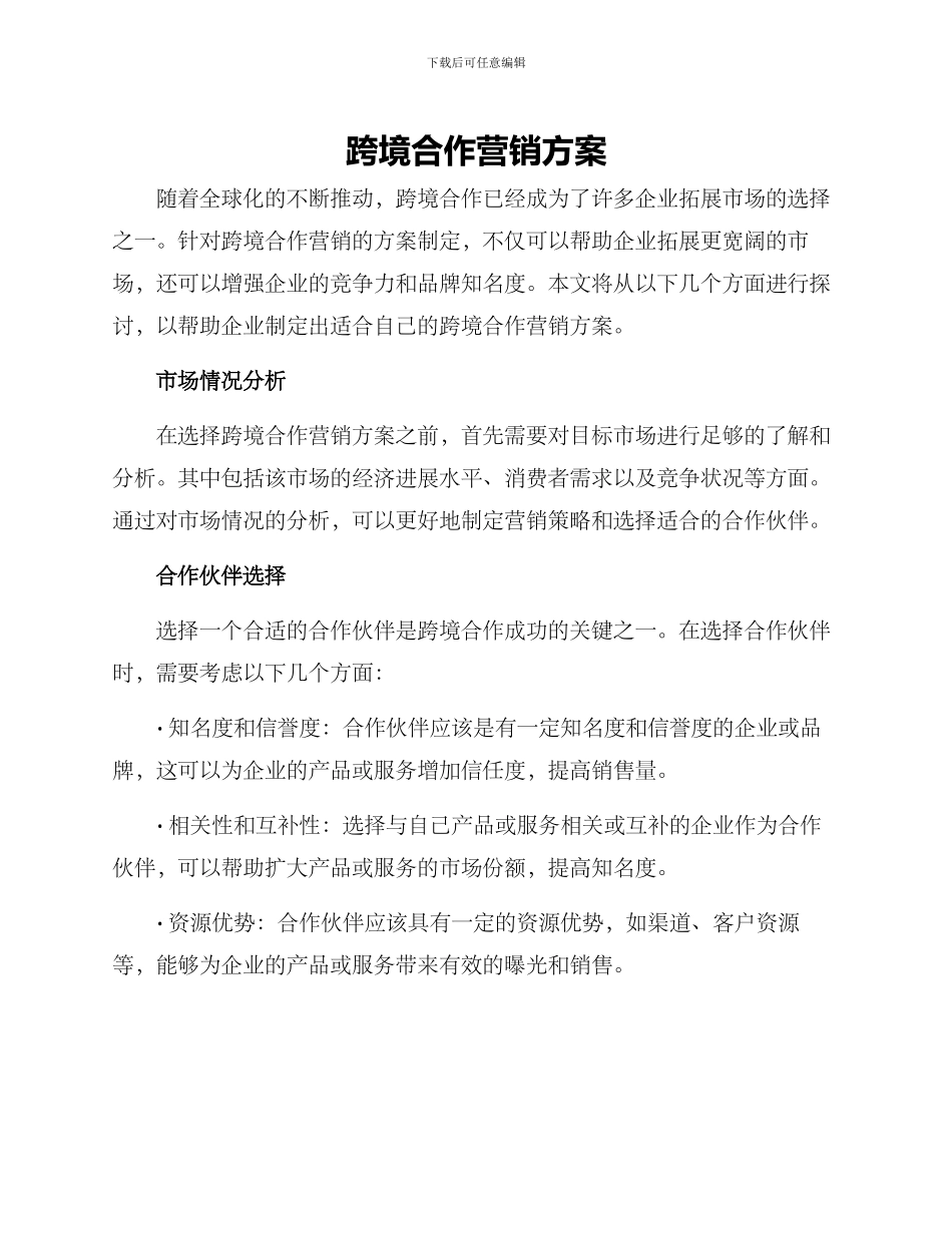 跨境合作营销方案_第1页