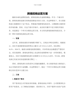 跨境招商运营方案