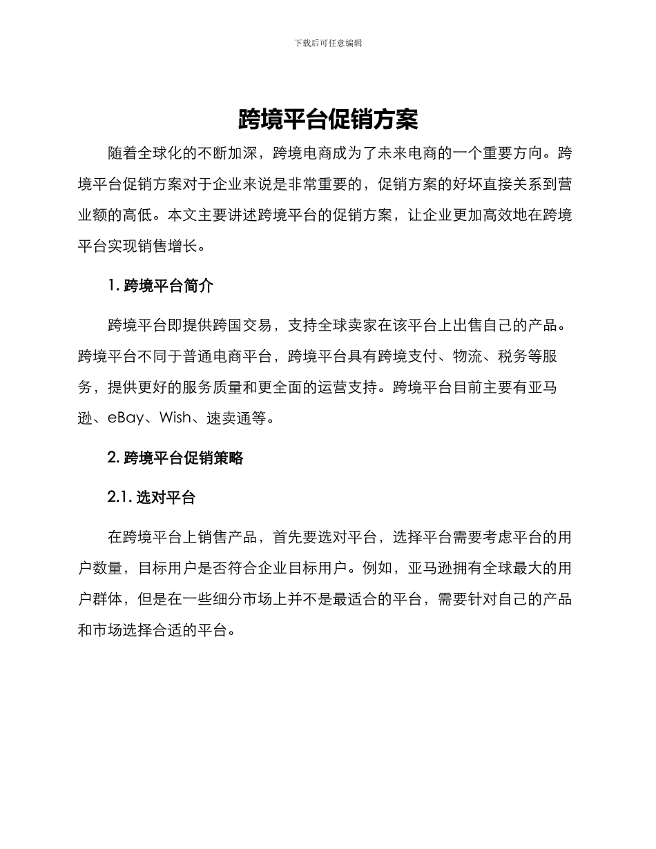 跨境平台促销方案_第1页