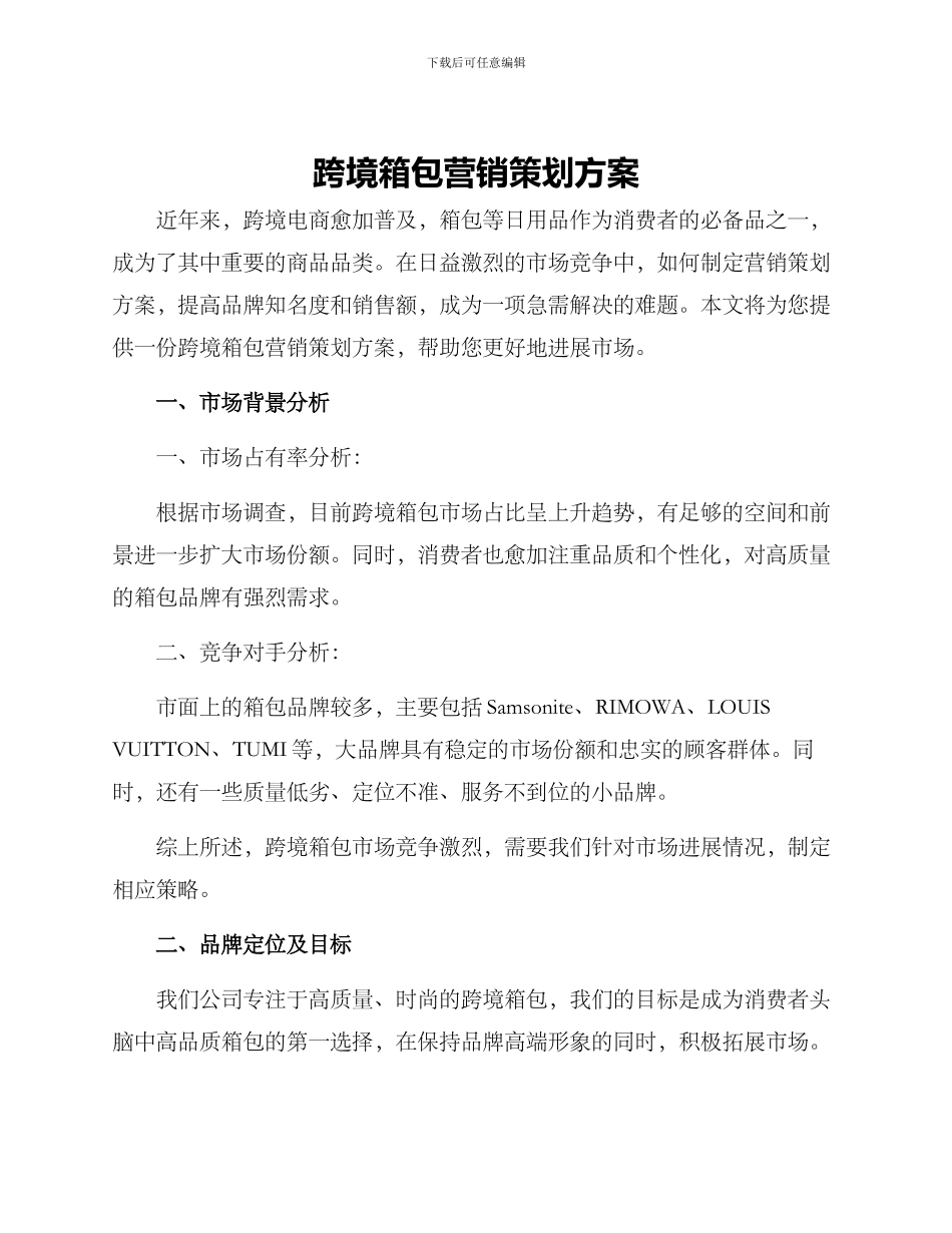 跨境箱包营销策划方案_第1页