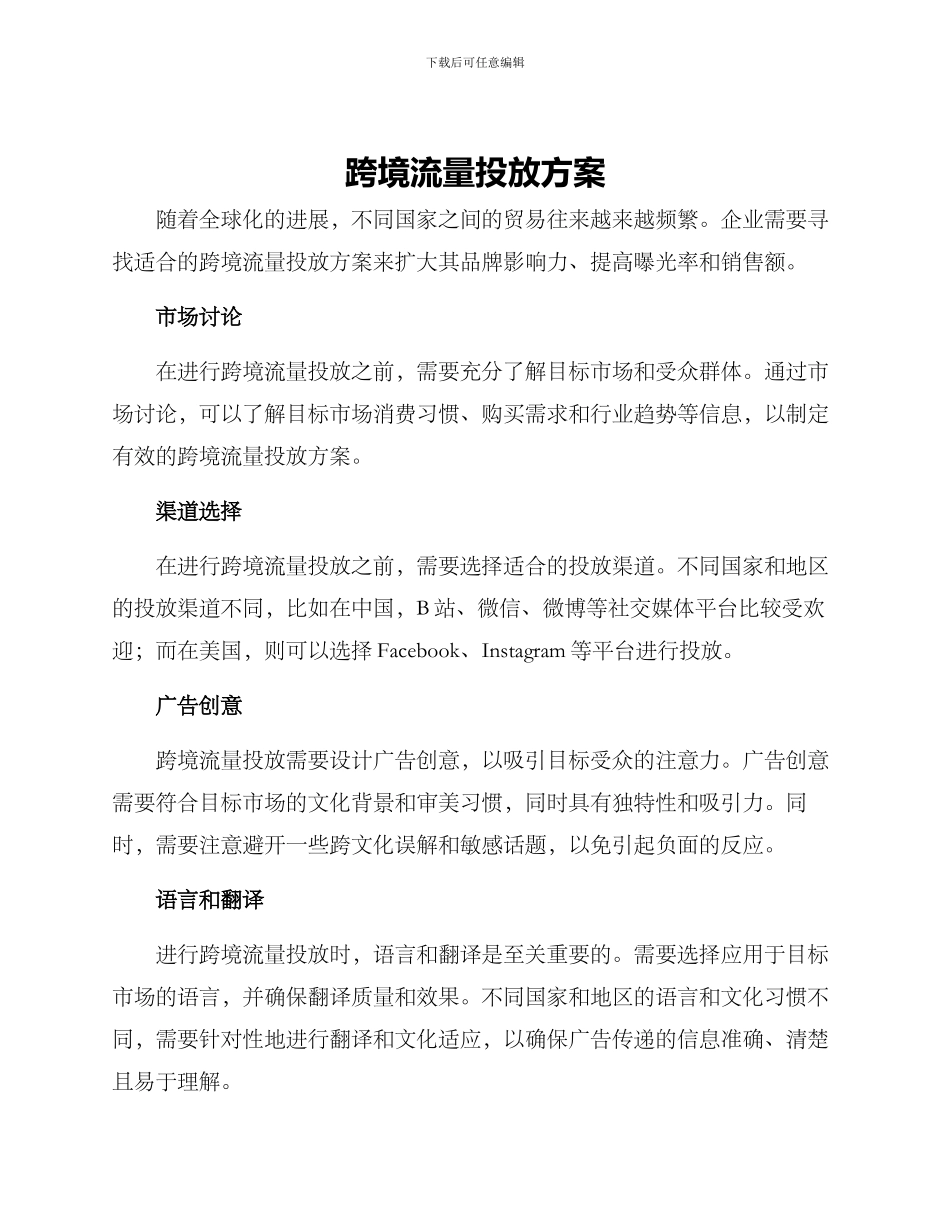 跨境流量投放方案_第1页