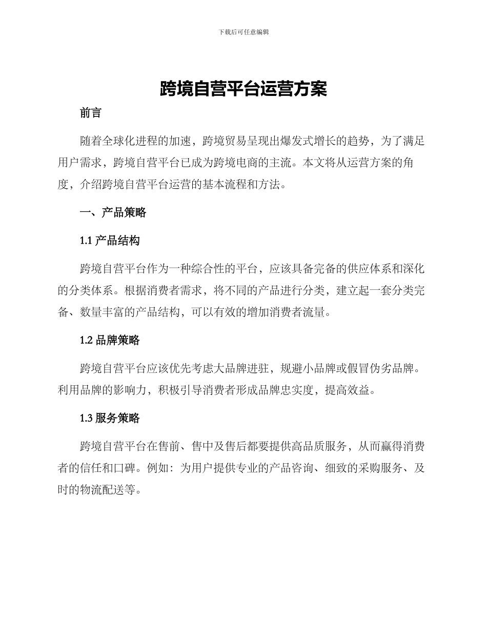 跨境自营平台运营方案_第1页