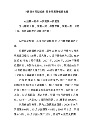 中国股周期规律股周期律值得收藏