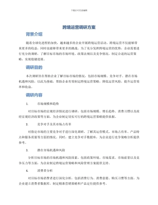 跨境运营调研方案