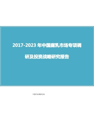 中国腐乳场调研报告