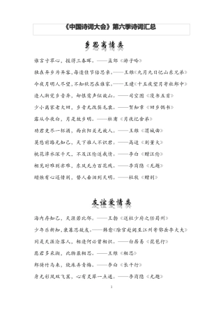 中国诗词大会第六季诗词汇总