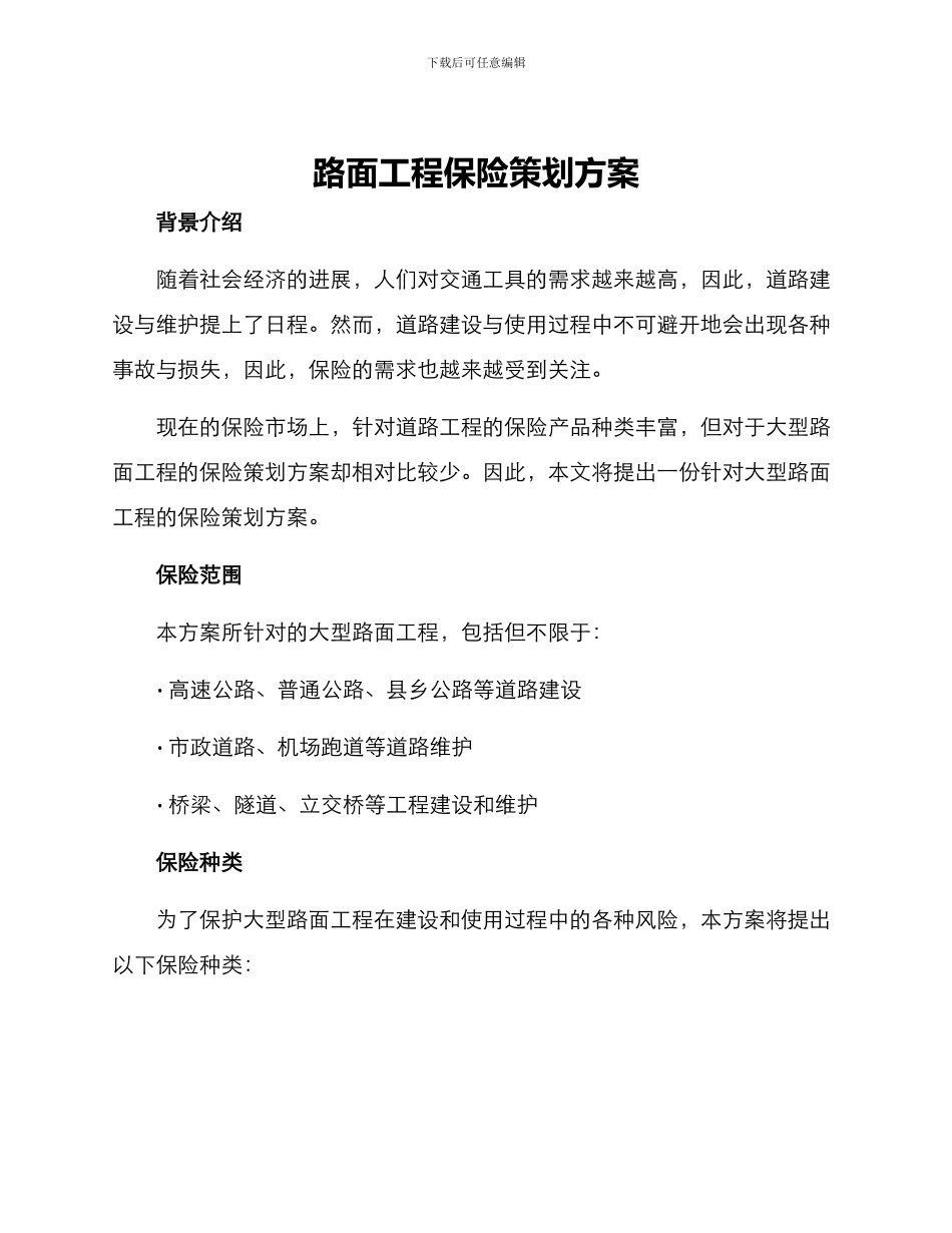 路面工程保险策划方案_第1页