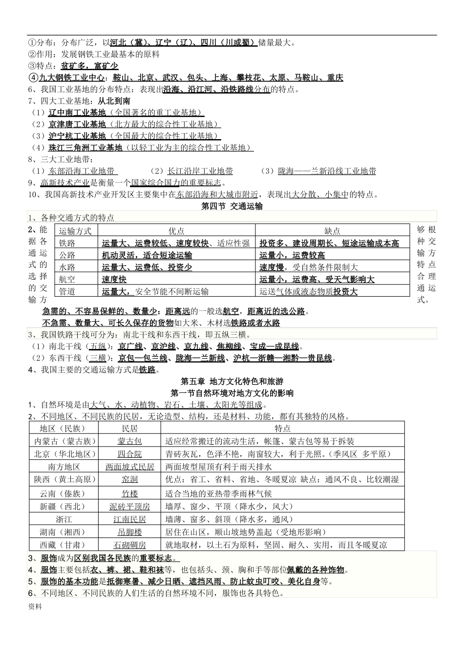 中图版地理七年级下册知识点_第2页