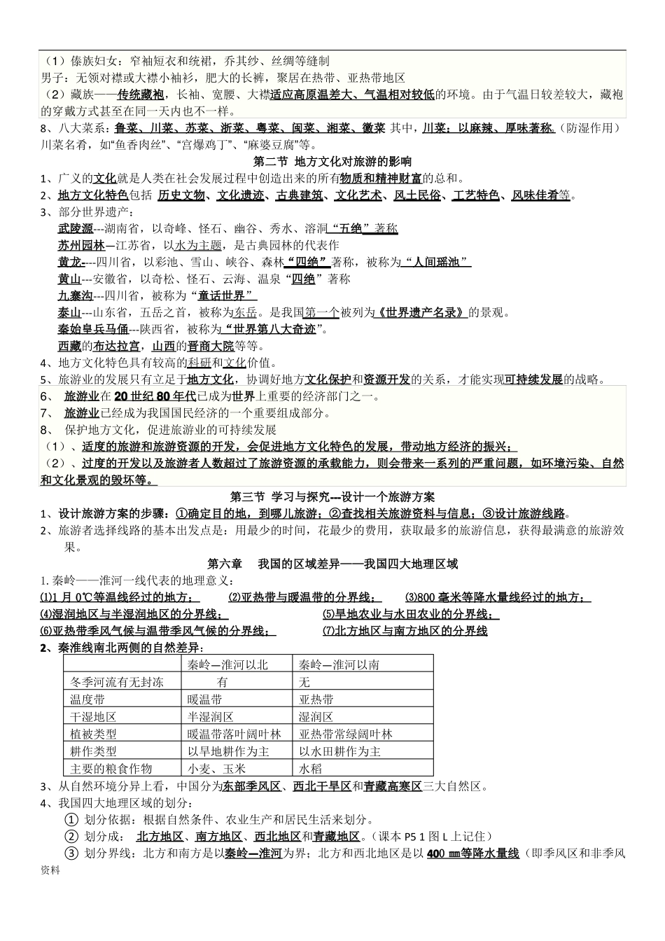 中图版地理七年级下册知识点_第3页