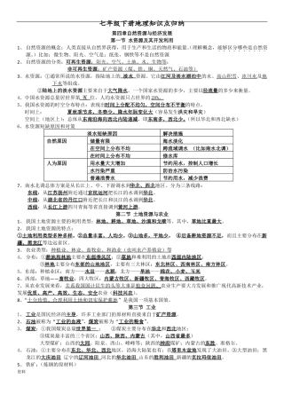 中图版地理七年级下册知识点